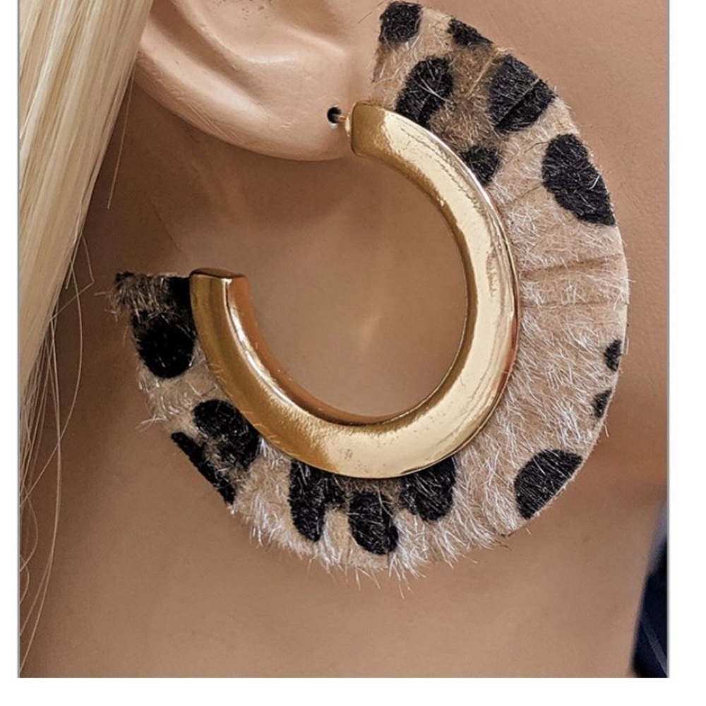 Animal print half moon earrings